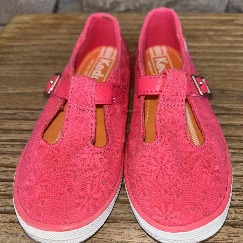 Keds Girls Pink Cloth Flower Print Hook And Loop Size 10 M